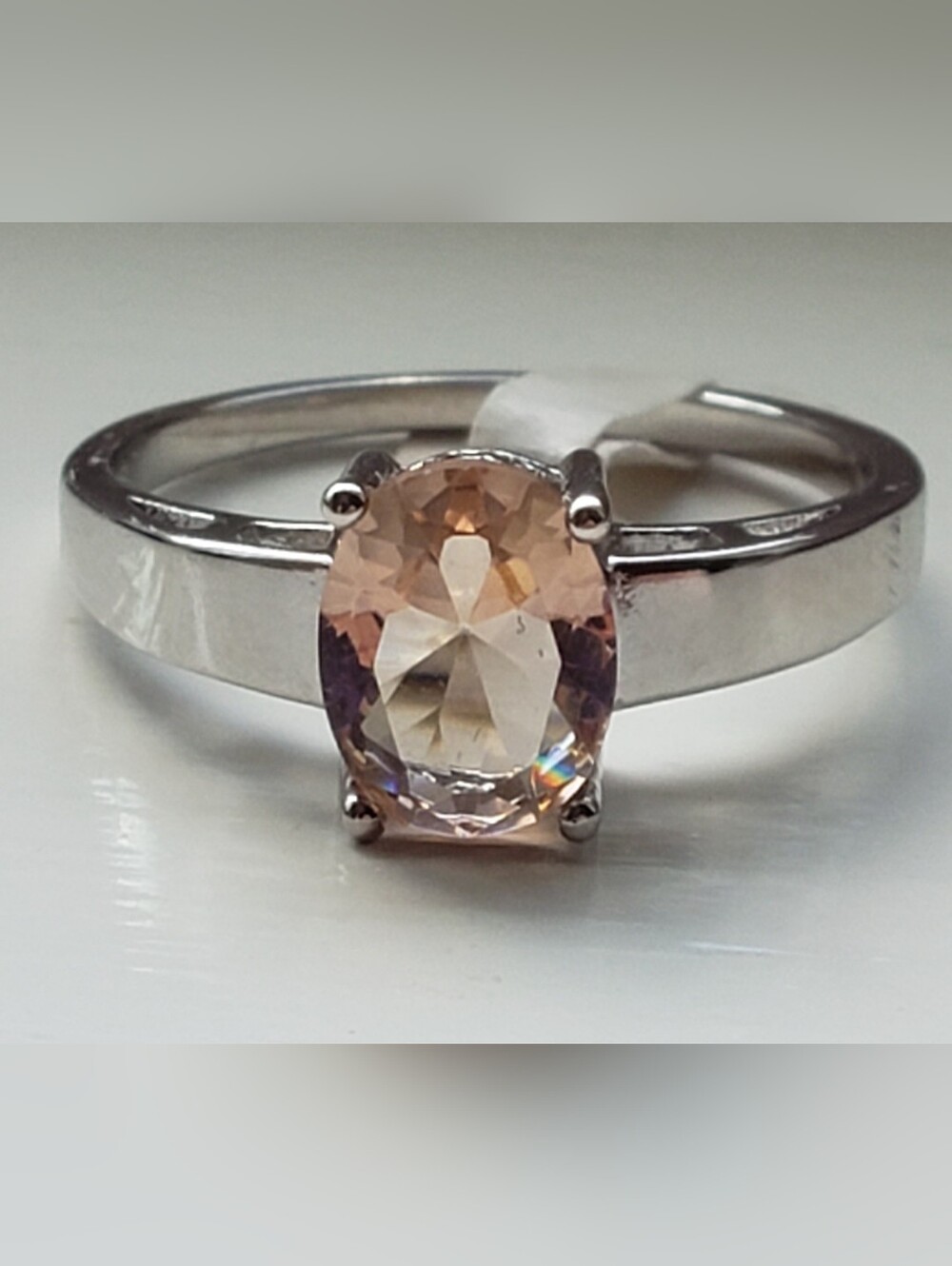 NEW 925 Stamped Sz 9 Oval Morganite Fashion Ring, Simple Elegance, Pale Pink